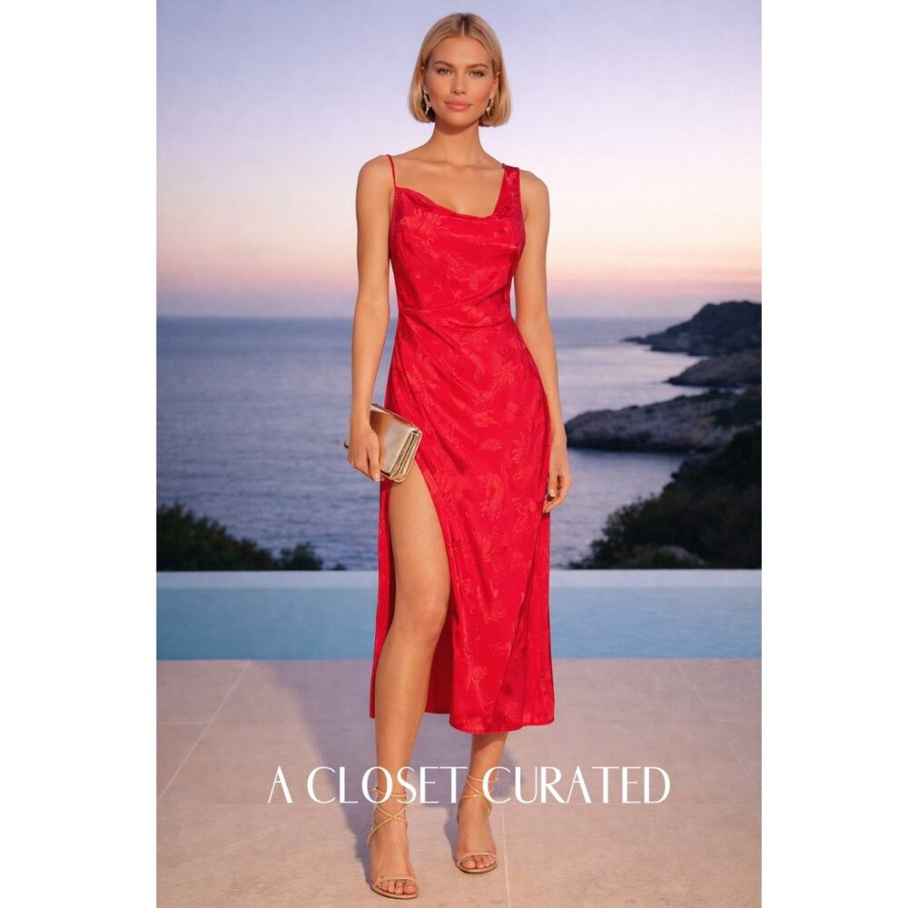 For Love & Lemons Ilana Midi Dress Medium Red NWT